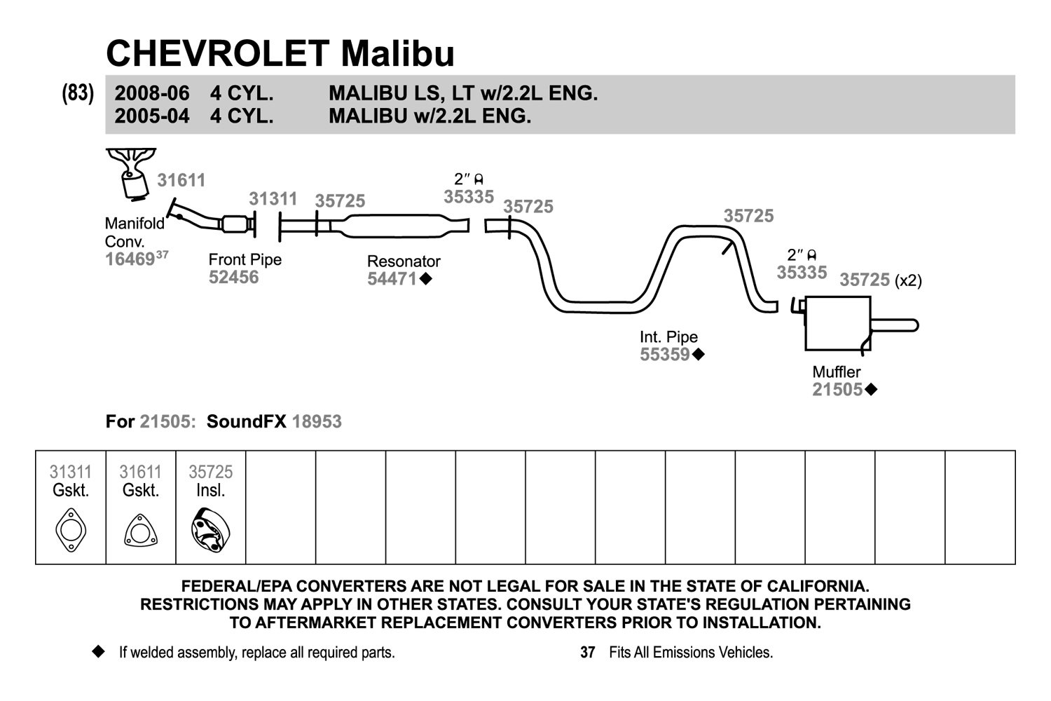 28 2005 Chevy Impala Exhaust System Diagram