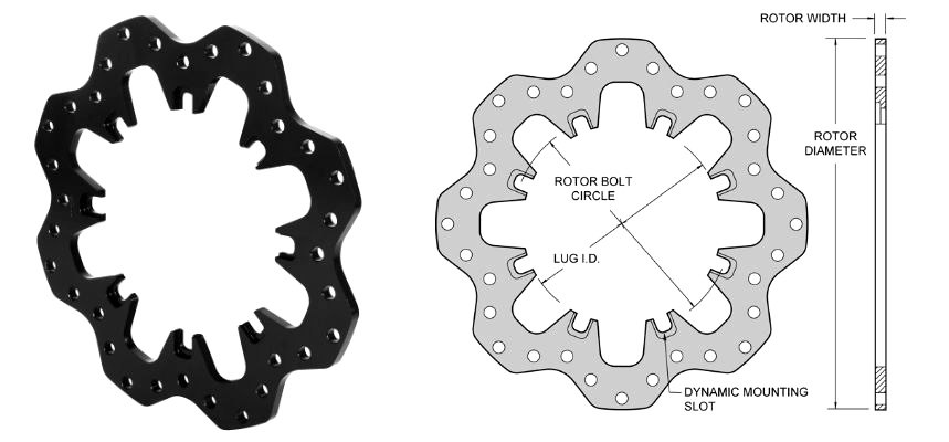 Drilled Steel Scalloped Dynamic Mount Rotors