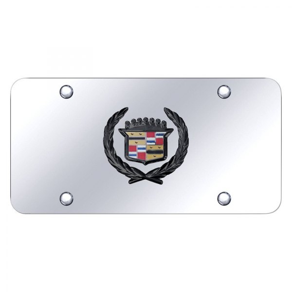 Cadillac 3D Emblem Golden Emblem Stainless Steel License Plate Frame Rust Free