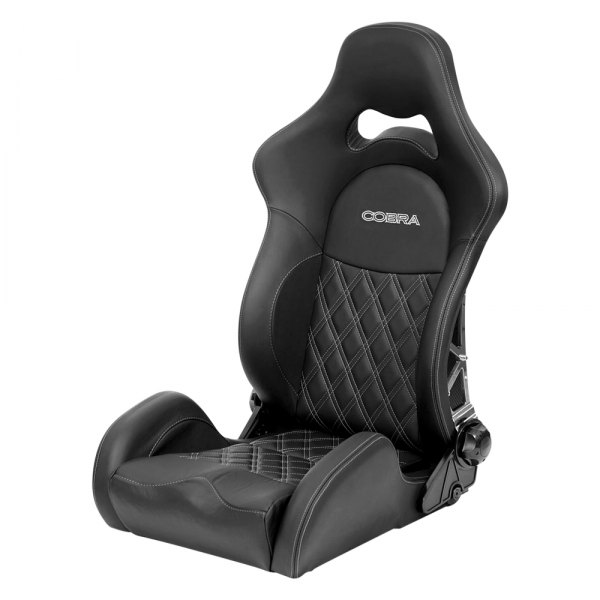 Cobra Seats® - Misano 30th Anniversary Seat Black Leather Diamond Stitch with Carbon Backrest