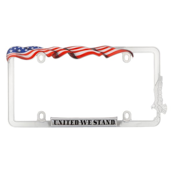 Cruiser® - Chrome License Plate Frame with United We Stand Logo American Flag and Eagle