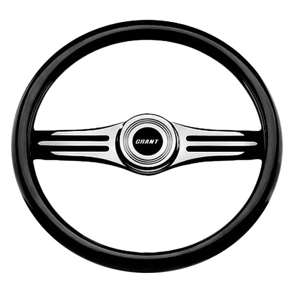 Grant® - 2-Spoke Black Anodized Alcoa Aluminum Design Two Tone Model Steering Wheel with Black Hand Stiched Leather Grip