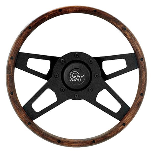 Grant® - 4-Spoke Black Powder Coat CRS Steel Design Challenger Style Steering Wheel with Walnut Hardwood Grip