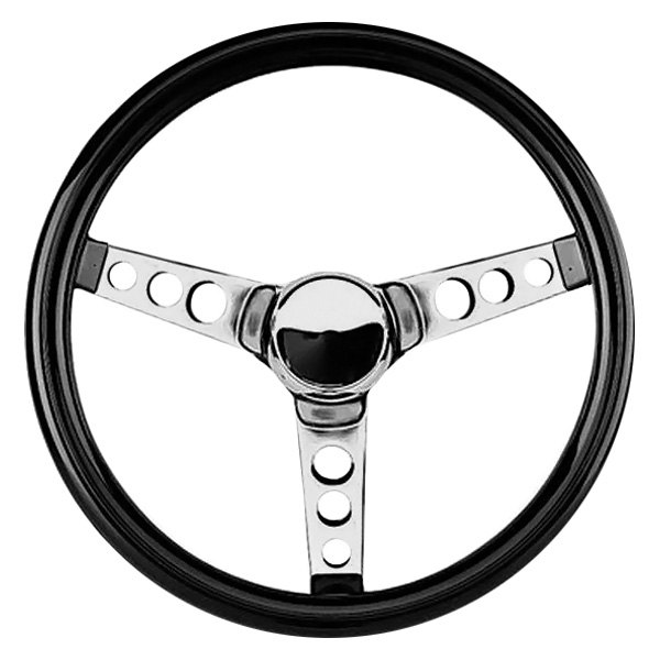 Grant® - 3-Spoke Chrome CRS Steel Design Classic Cruisn' Series Steering Wheel with Black High Gloss Vinyl Grip