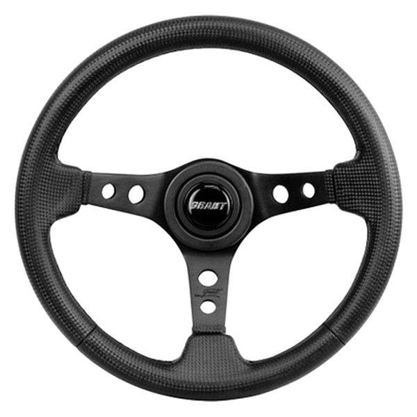 Grant® - 3-Spoke Aluminum Black Anodized with Black Carbon Fiber Performance and Race Series Steering Wheel with Black Carbon Fiber Grip