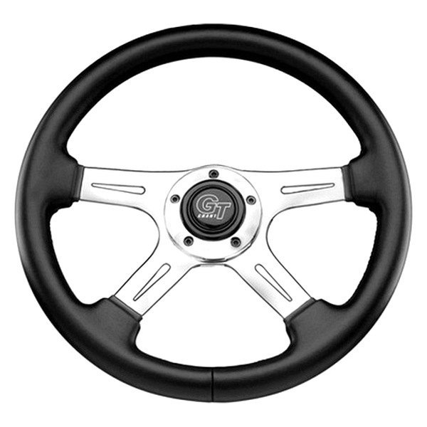 Grant® - 4-Spoke Polished Aluminum Design Elite GT Steering Wheel with Black Hand Stitched Leather Grained Vinyl Grip