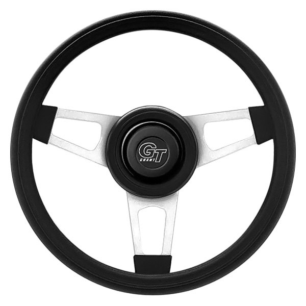 Grant® - 3-Spoke Satin Silver CRS Steel Design Classic Style Steering Wheel with Black Cushioned Foam Grip