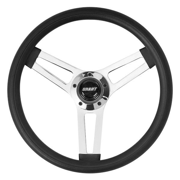 Grant® - 3-Spoke Chrome Steel Design Classic 5 Series Steering Wheel with Black Cushioned Foam Grip