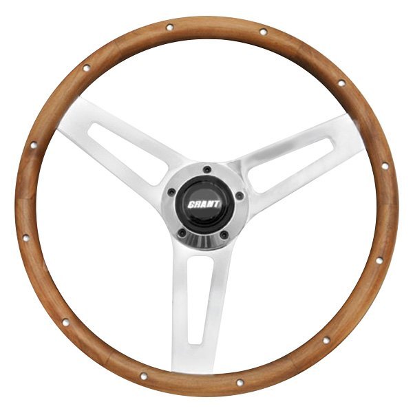 Grant® - 3-Spoke Chrome Steel Design Classic 5 Series Steering Wheel with Walnut Hardwood Grip