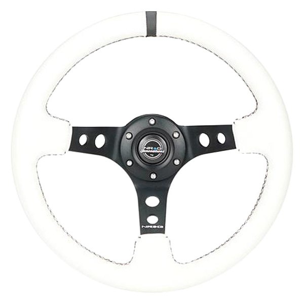 NRG Innovations® - 3-Spoke Reinforced Steering Wheel with Round Holes and Center Mark