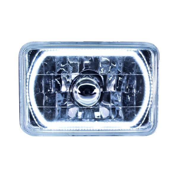 Oracle Lighting® - 4x6" Rectangular Chrome Crystal Headlight with White SMD Halo Preinstalled (H4651, 165mm)