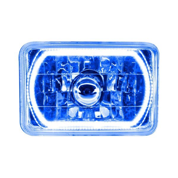 Oracle Lighting® - 4x6" Rectangular Chrome Crystal Headlight with Blue SMD Halo Preinstalled (H4651, 165mm)