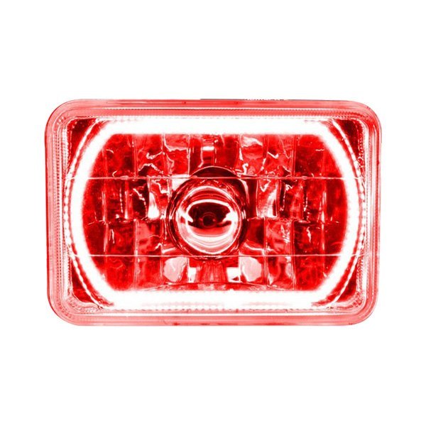 Oracle Lighting® - 4x6" Rectangular Chrome Crystal Headlight with Red SMD Halo Preinstalled (H4651, 165mm)