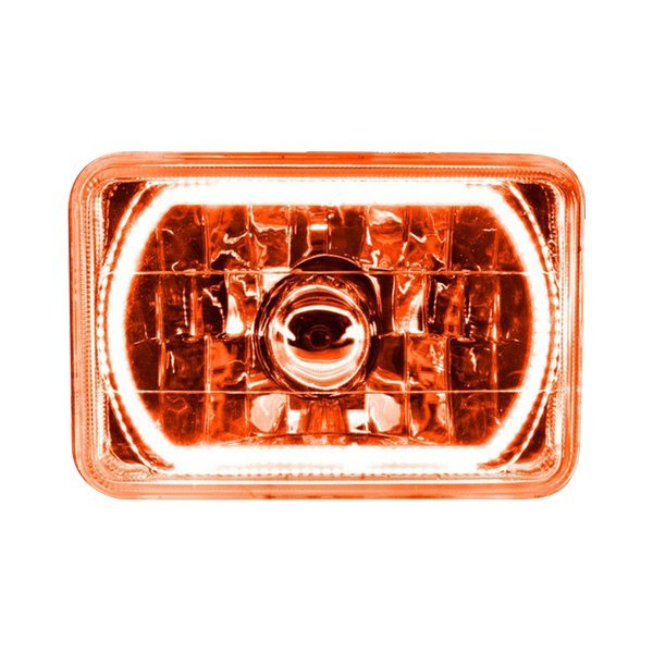 Oracle Lighting® - 4x6" Rectangular Chrome Crystal Headlight with Amber SMD Halo Preinstalled (H4651, 165mm)