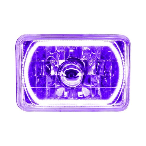 Oracle Lighting® - 4x6" Rectangular Chrome Crystal Headlight with Purple SMD Halo Preinstalled (H4651, 165mm)