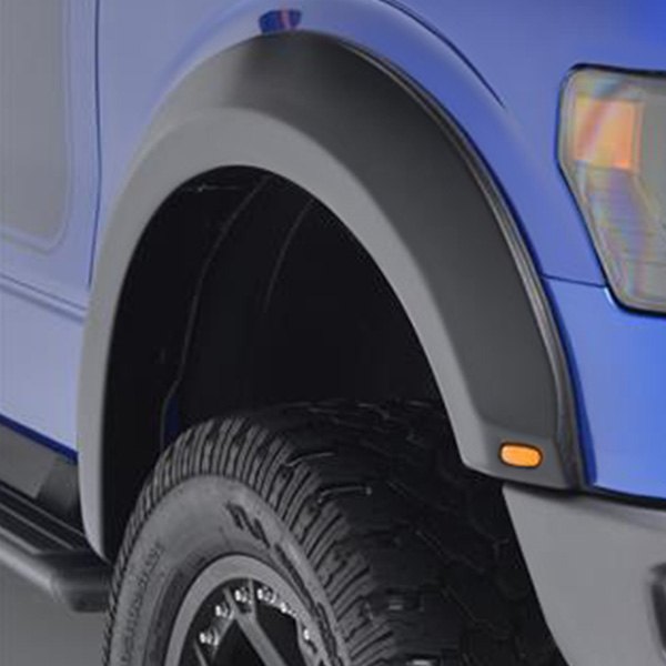 TrailFX® - Raptor Style Smooth Black Front and Rear Fender Flares with LED Lights