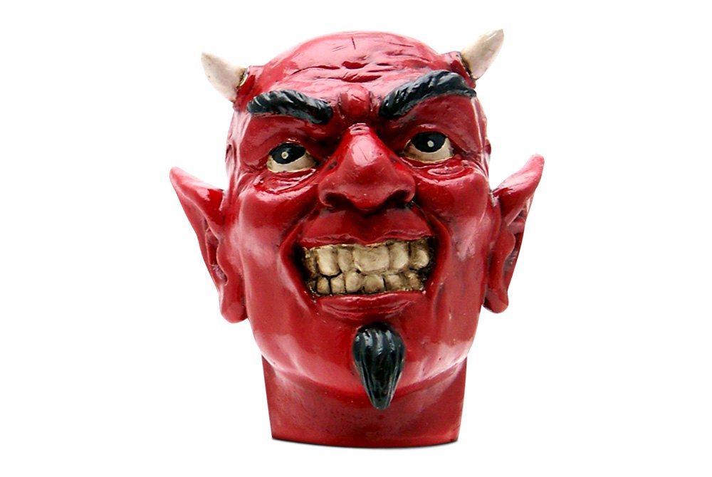 American Shifter 135611 Stripe Shift Knob with M16 x 1.5 Insert Red Devil Holding a Pitch Fork