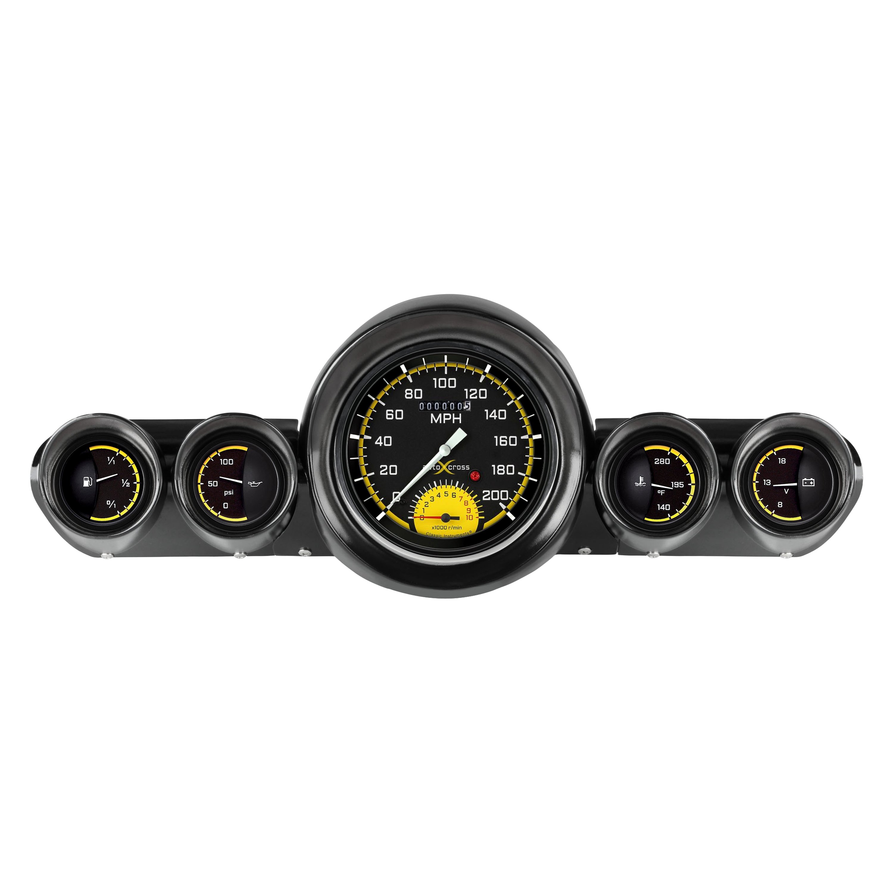 Classic Instruments Autocross Yellow Series Direct Fit Gauge Kit