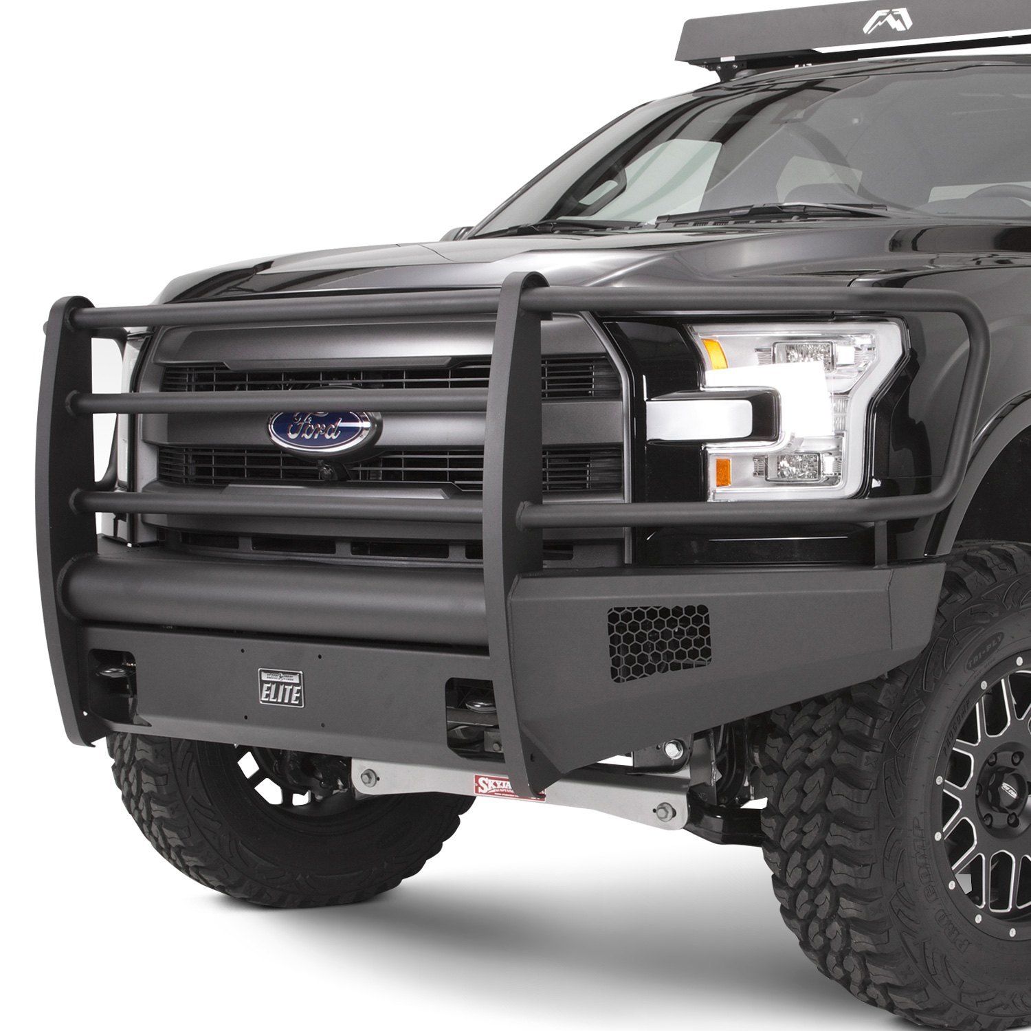 Fab Fours® Ford F150 20092014 Black Steel Elite Full Width Front Winch HD Bumper with Full