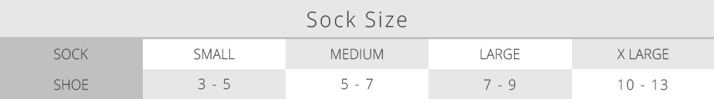 Racing Socks Size Charts