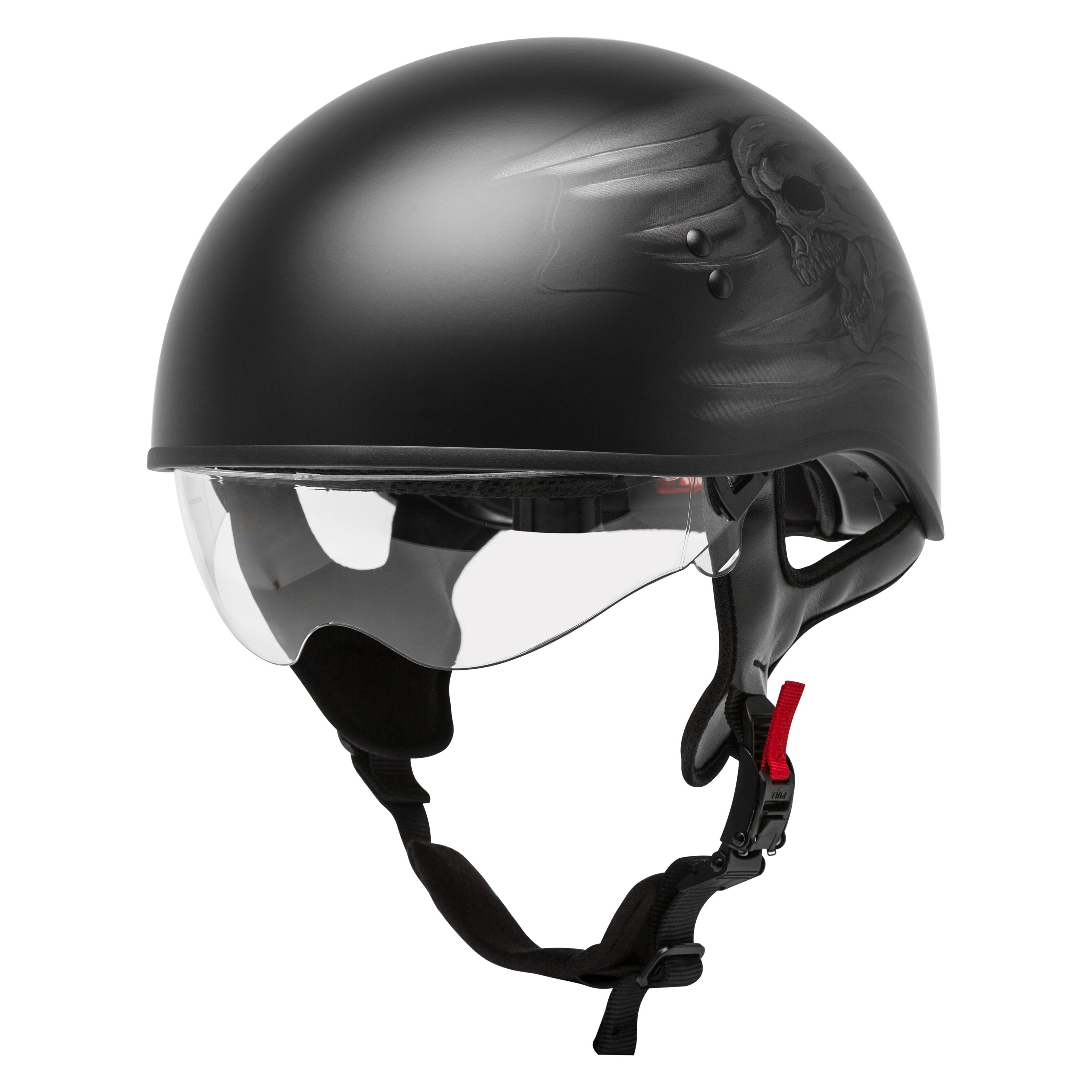 GMAX GM65 Tormentor Naked Half Helmet Flat Black/Silver 2X 