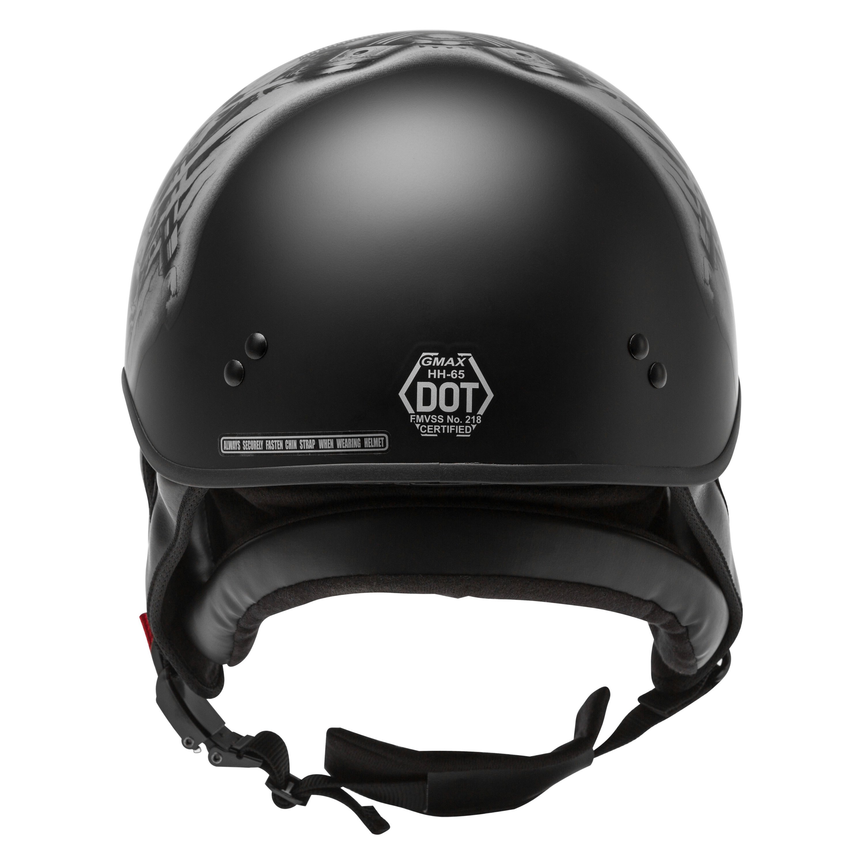 GMAX GM65 Flat Black/Silver Naked Torque Half Helmet - Get 