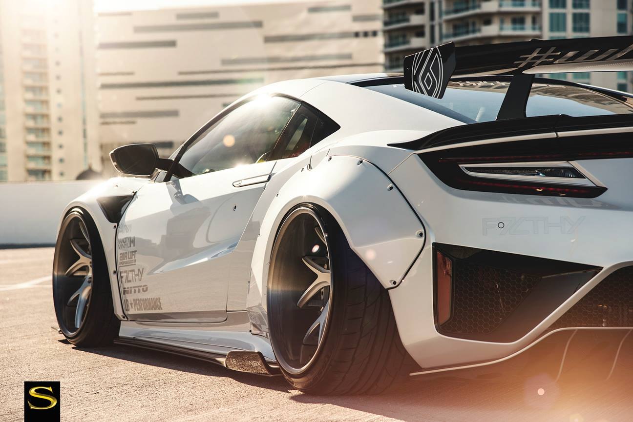 Aftermarket Taillights on White Debadged Acura NSX - Photo by Savini Wheels