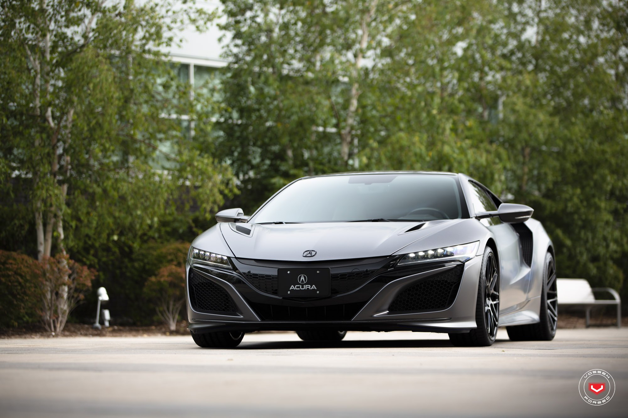Custom Front Bumper on Gray Acura NSX - Photo by Vossen