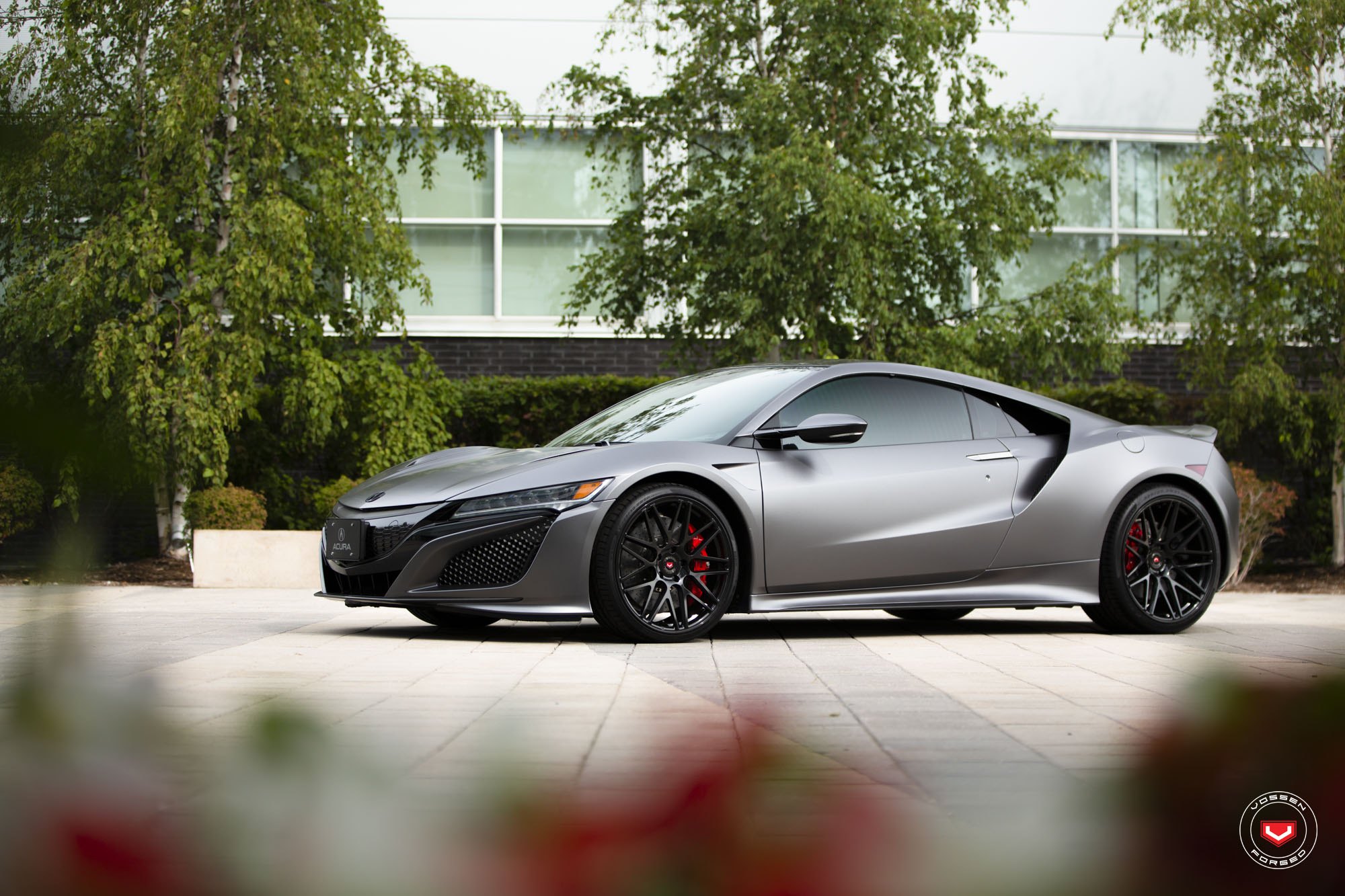 Gray Acura NSX with Aftermarket Side Skirts - Photo by Vossen