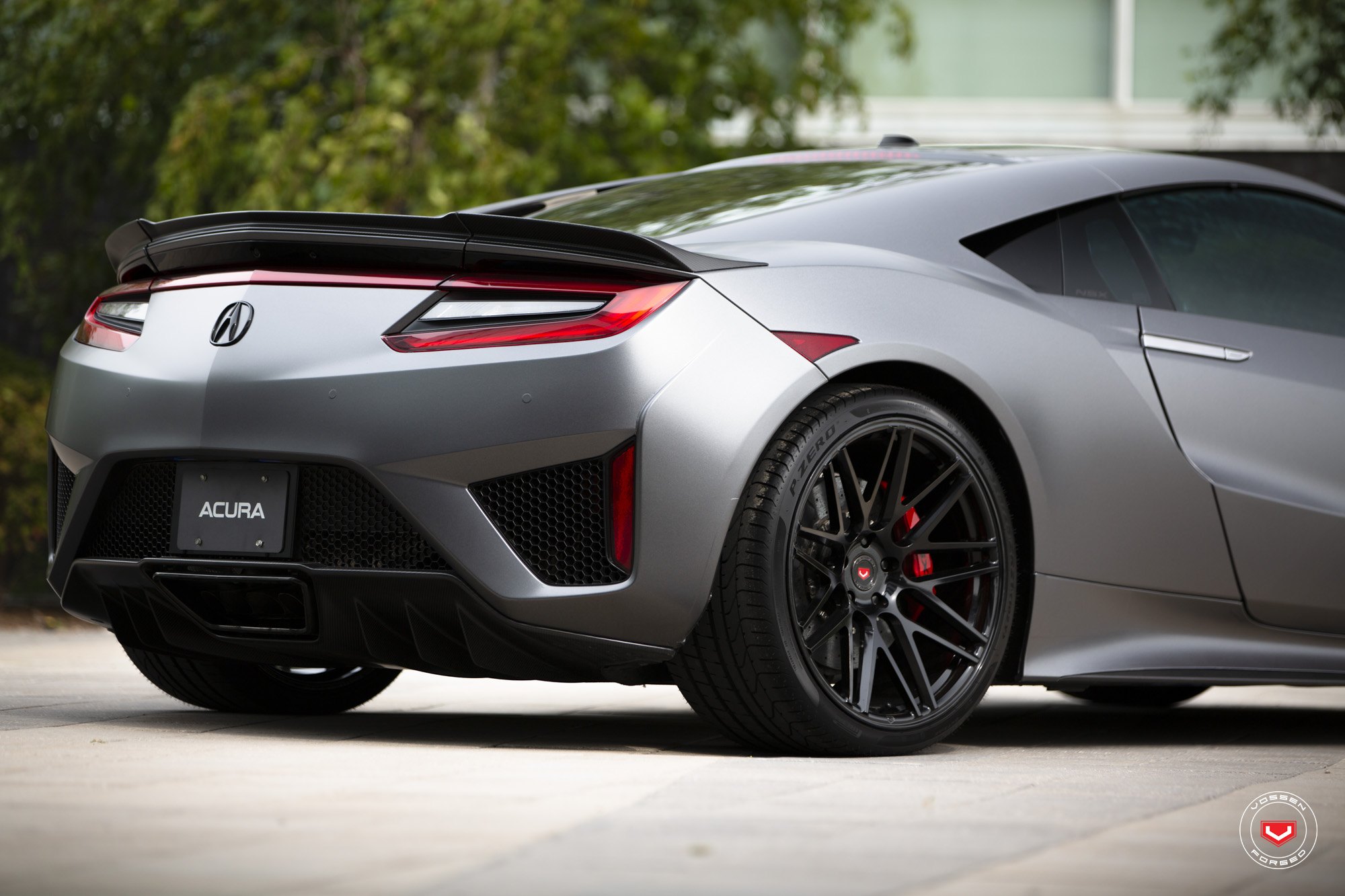 Gray Acura NSX with Aftermarket Rear Diffuser - Photo by Vossen