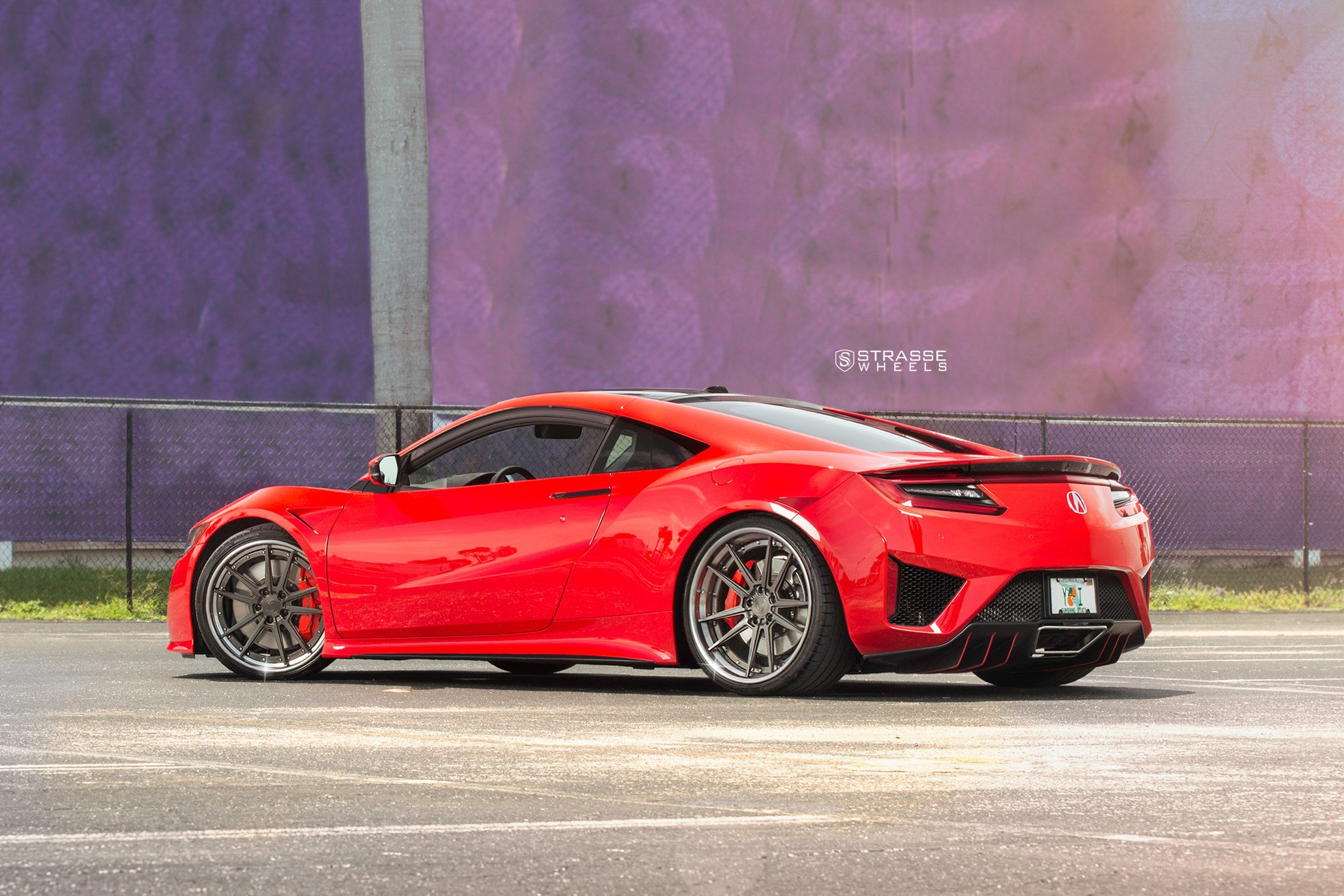 Red Acura NSX with Aftermarket Rear Diffuser - Photo by Strasse Wheels
