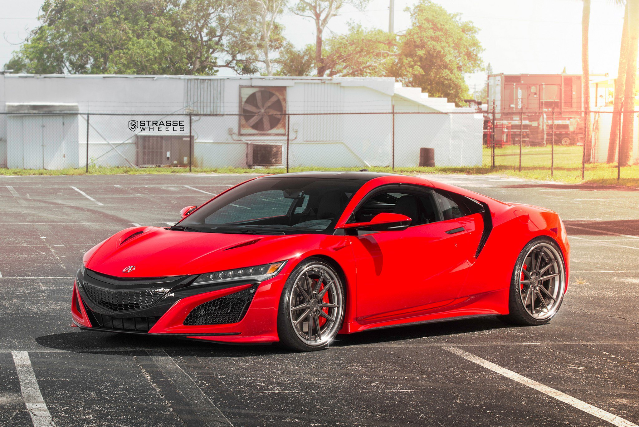 Red Acura NSX with Aftermarket Front Bumper - Photo by Strasse Wheels