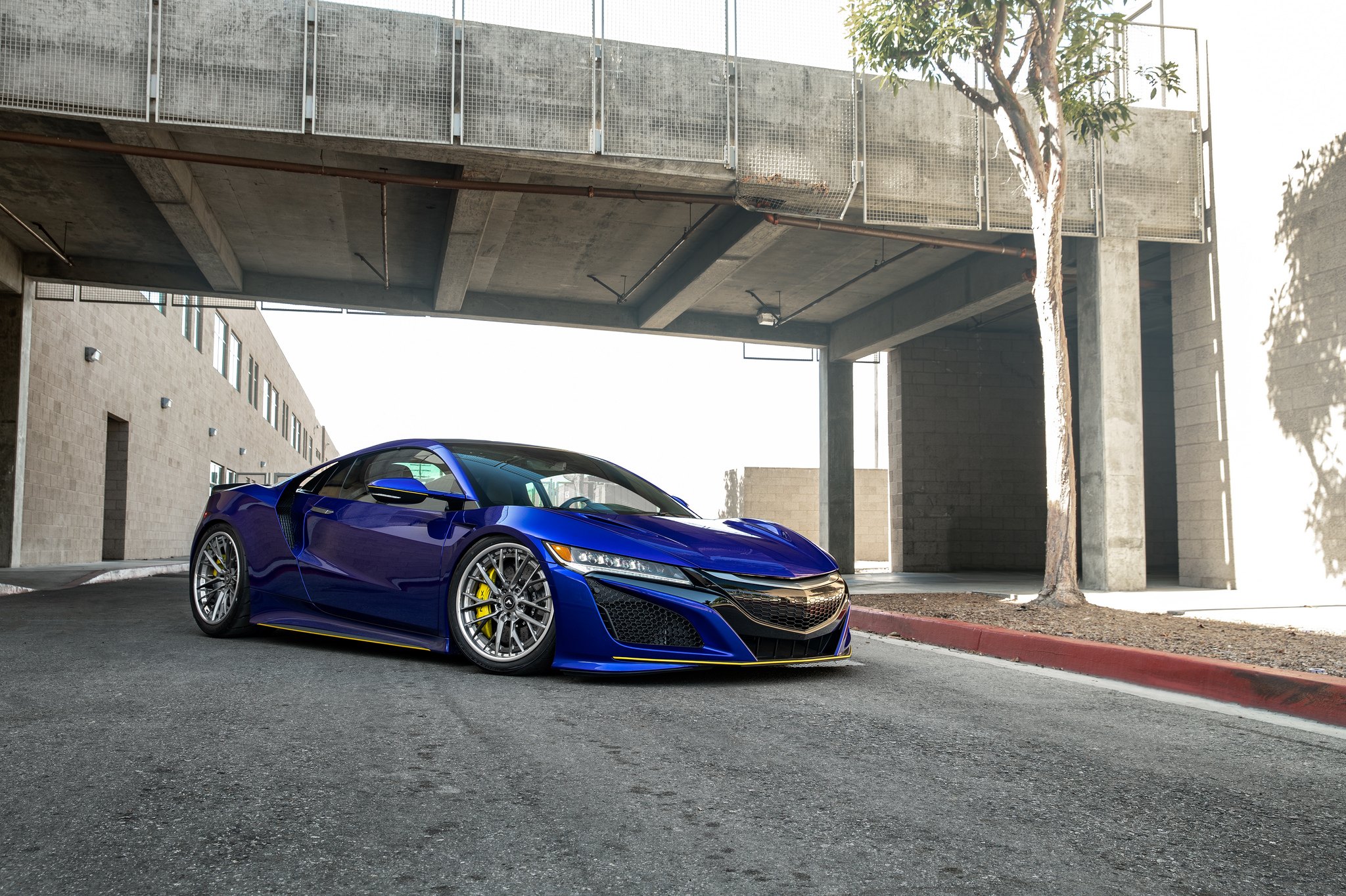 Blacked Out Mesh Grille on Blue Acura NSX - Photo by Vorsteiner