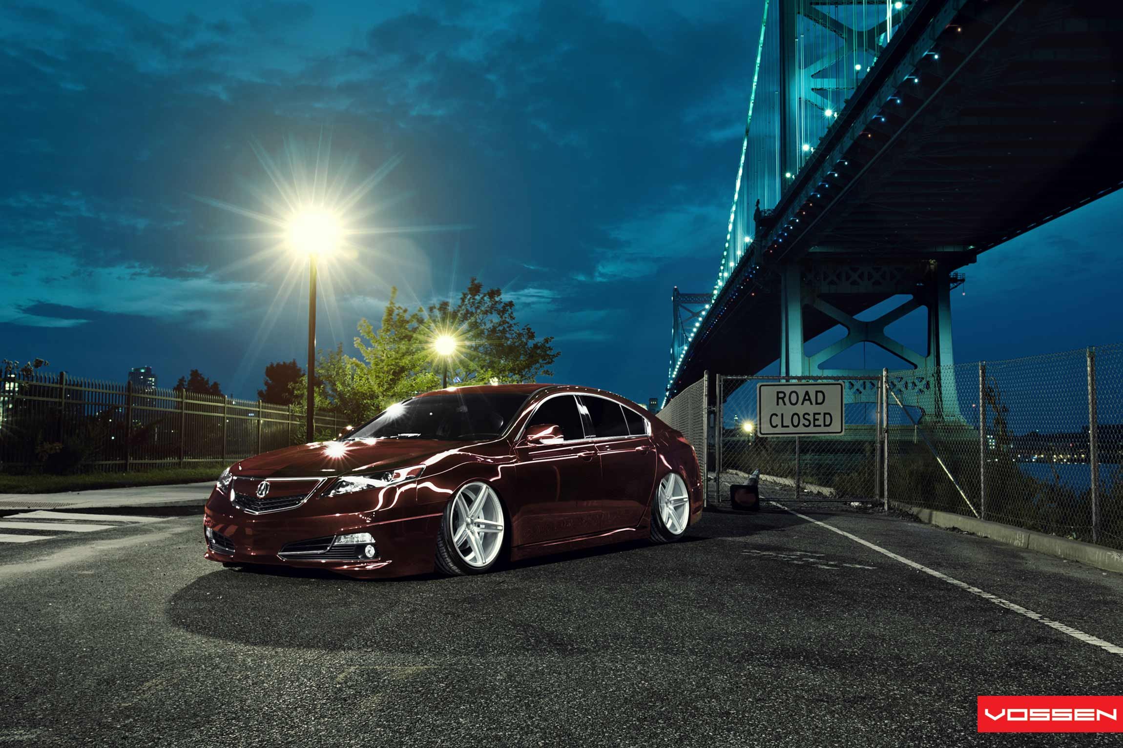 Custom Lowered Cherry Red Acura TL - Photo by Vossen