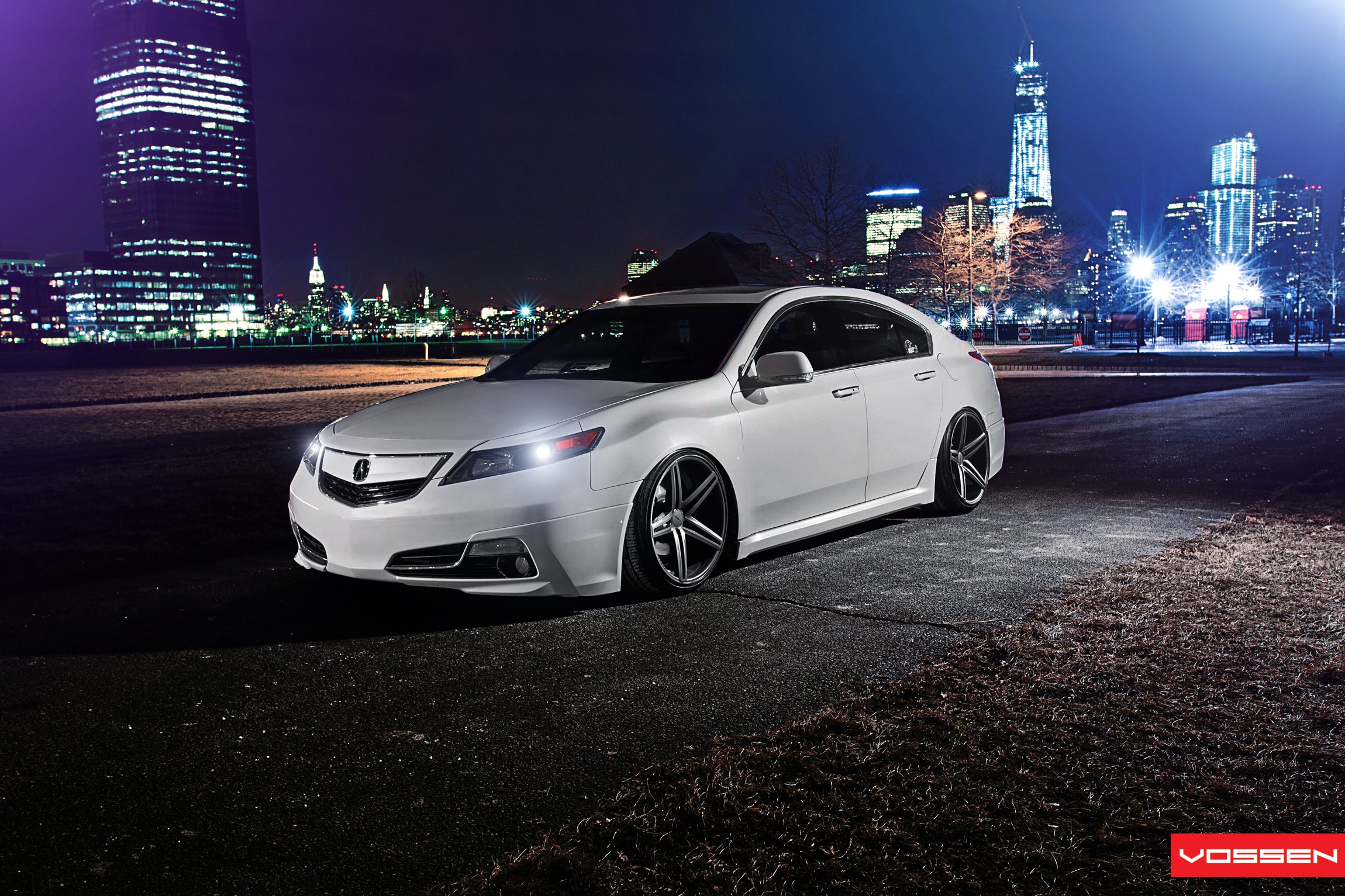 White Acura TL with Custom Headlights - Photo by Vossen