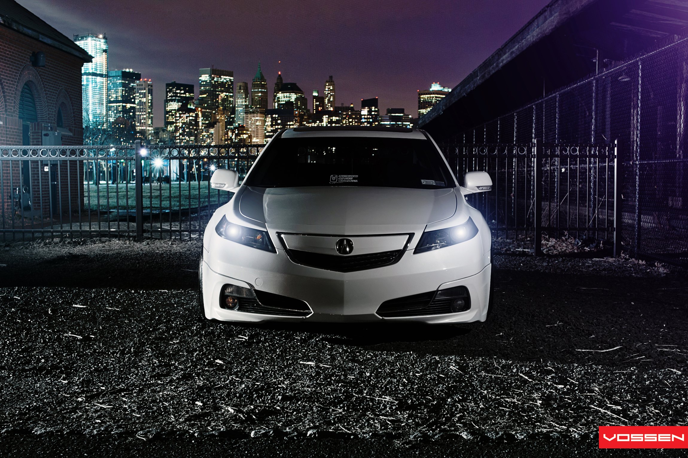 Custom Front Bumper on White Acura TL - Photo by Vossen