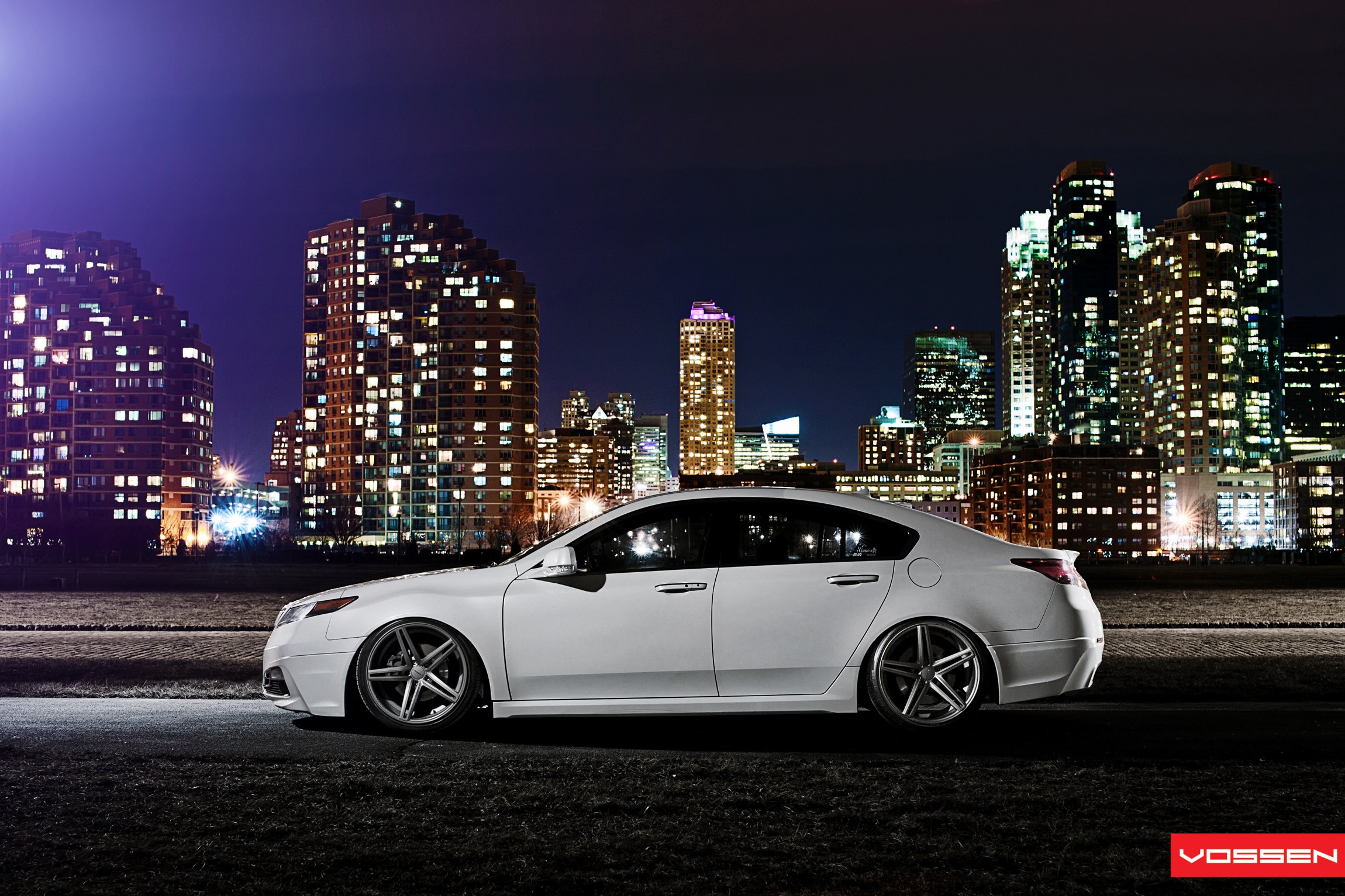 White Acura TL with Aftermarket Side Skirts - Photo by Vossen