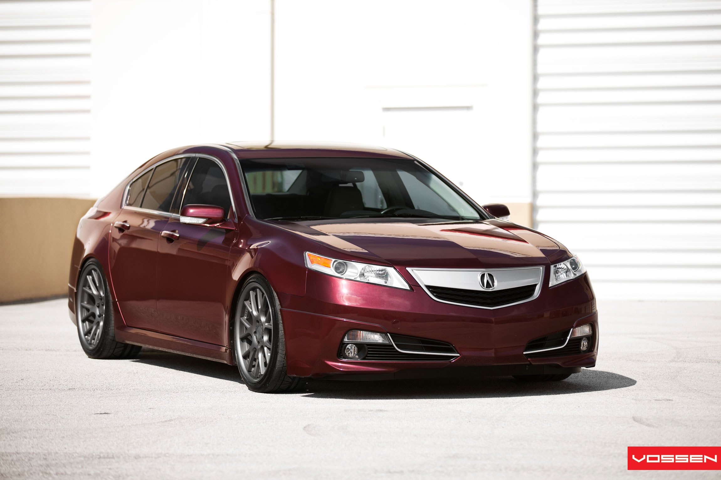 Custom Front Bumper on Red Acura TL - Photo by Vossen