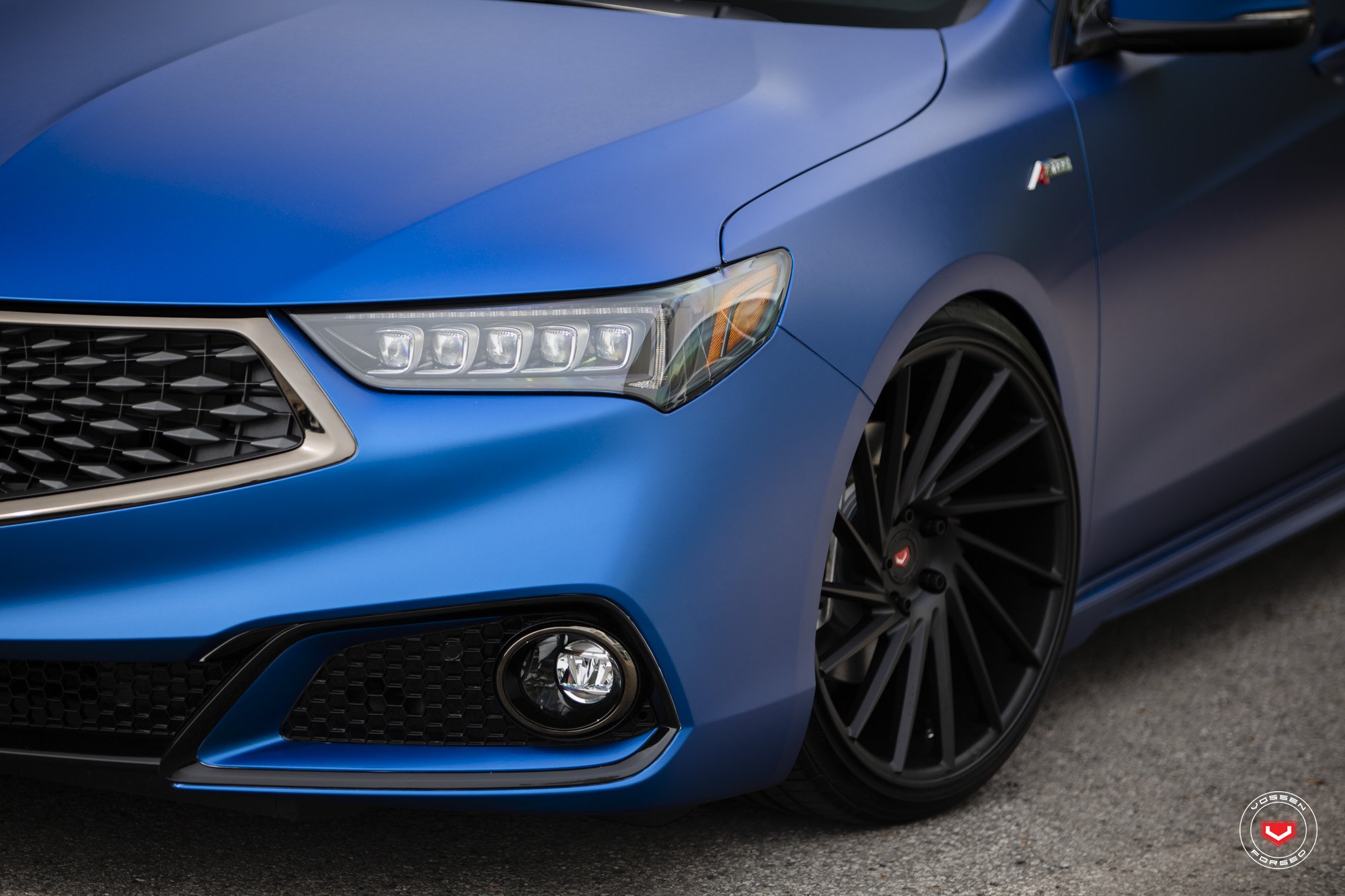 Matte Blue Acura TLX with VPS Forged Vossen Wheels - Photo by Vossen