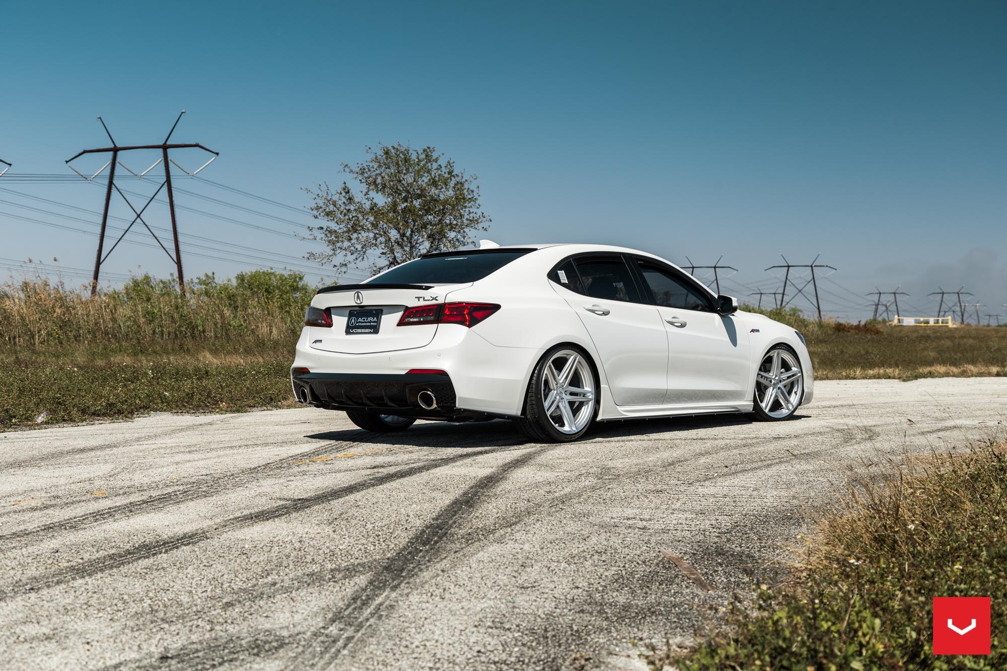 White Acura TLX with Rear Lip Spoiler - Photo by Vossen