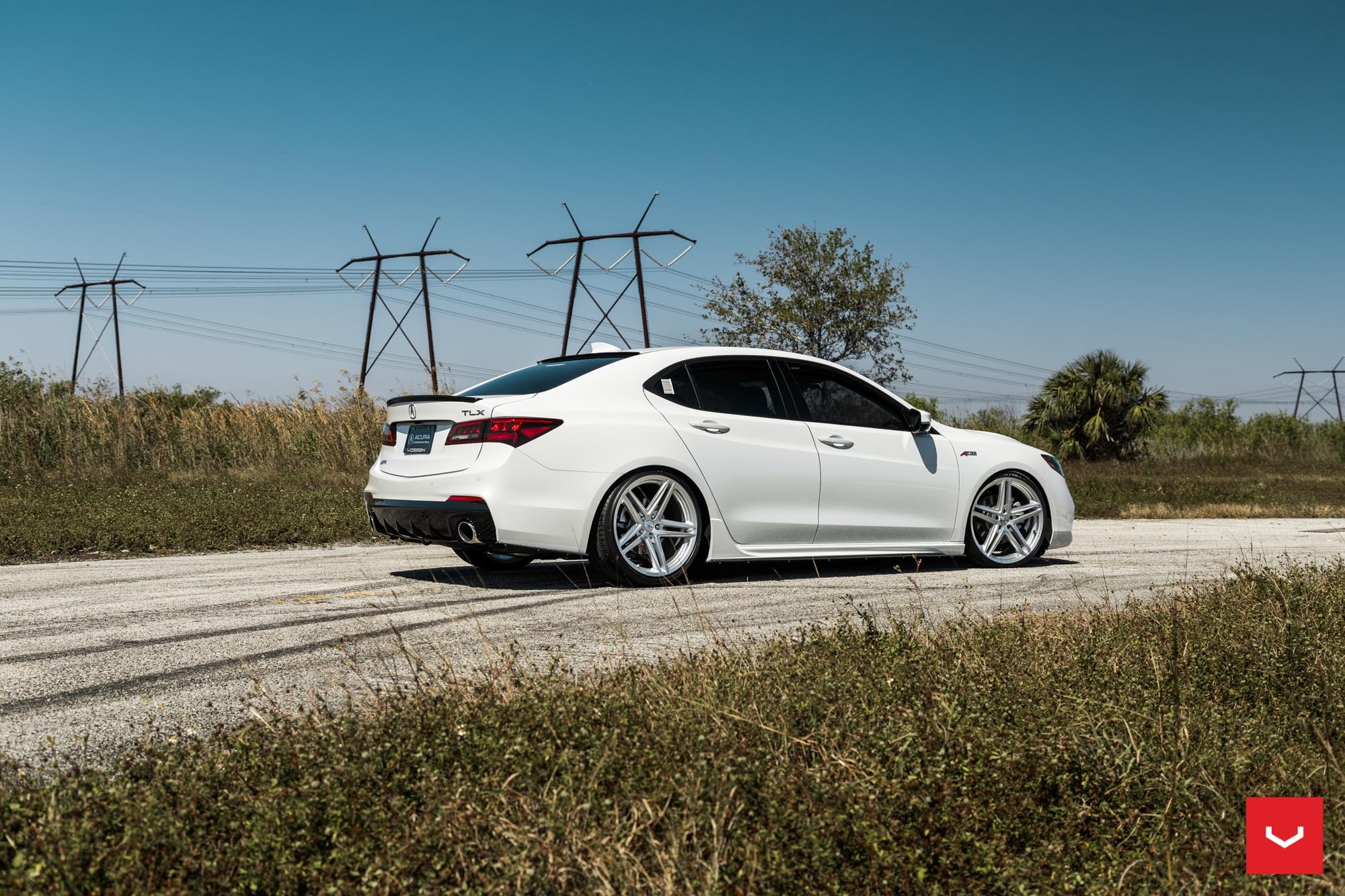 White Acura TLX with Aftermarket Rear Diffuser - Photo by Vossen