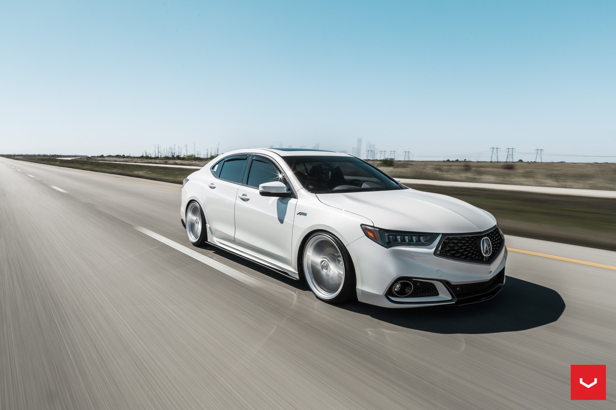 Custom White Acura TLX Side Skirts - Photo by Vossen
