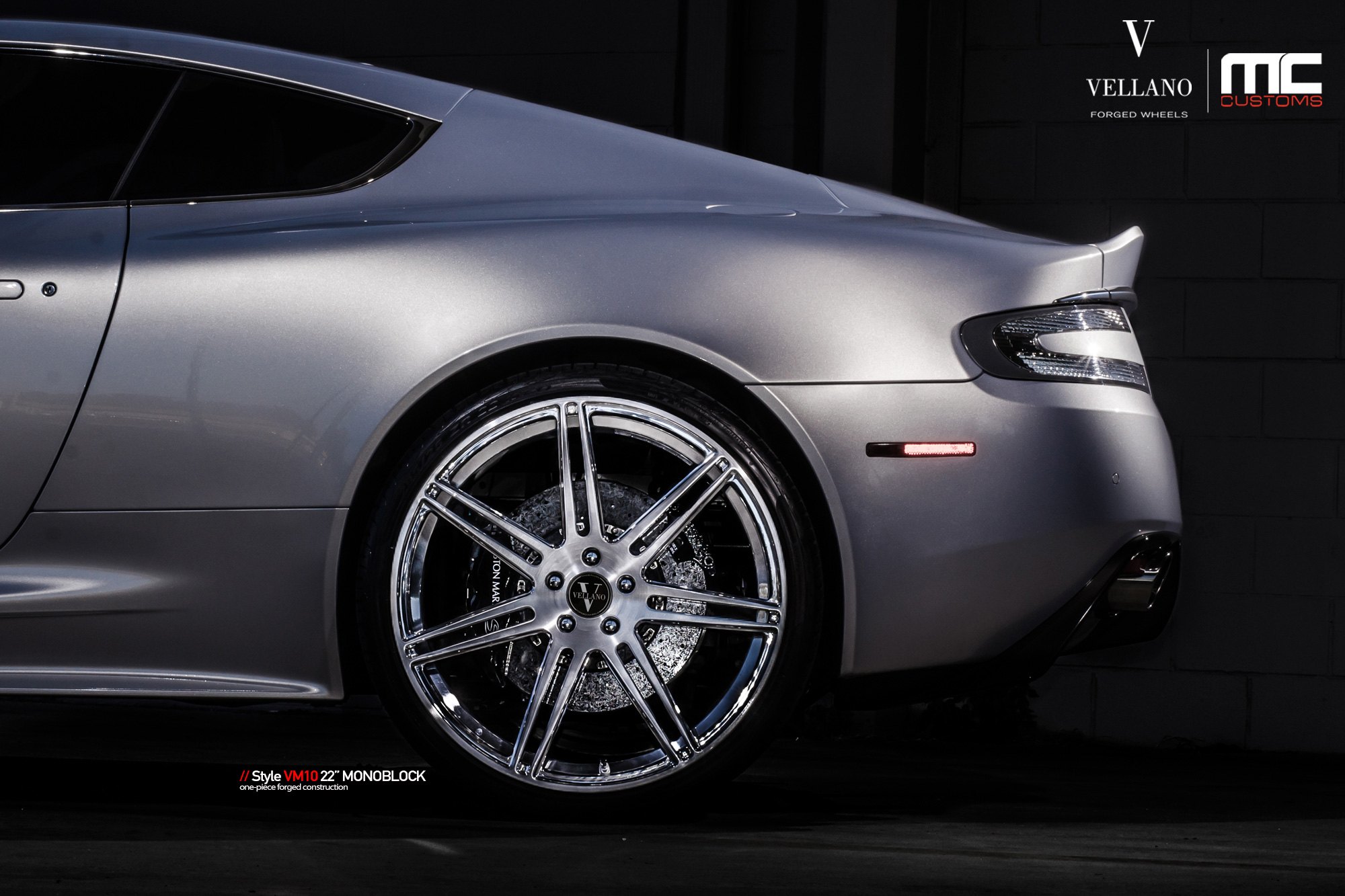 Aftermarket LED Taillights on Silver Aston Martin DBS - Photo by Vellano