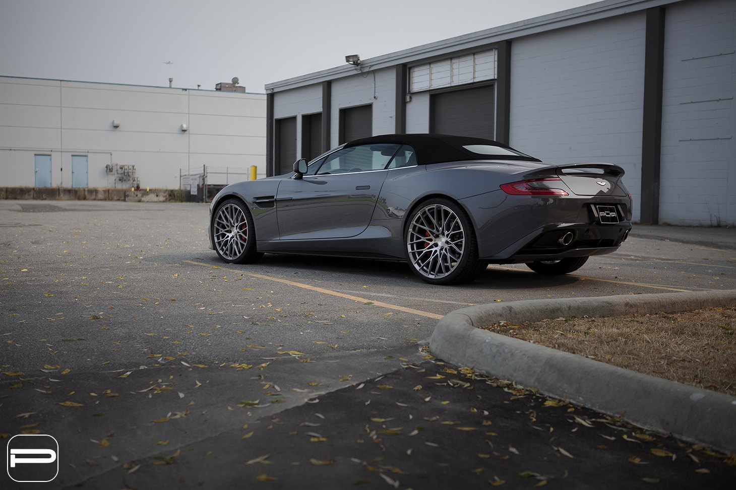 Aftermarket Rear Diffuser on Gray Aston Martin Vanquish - Photo by PUR Wheels