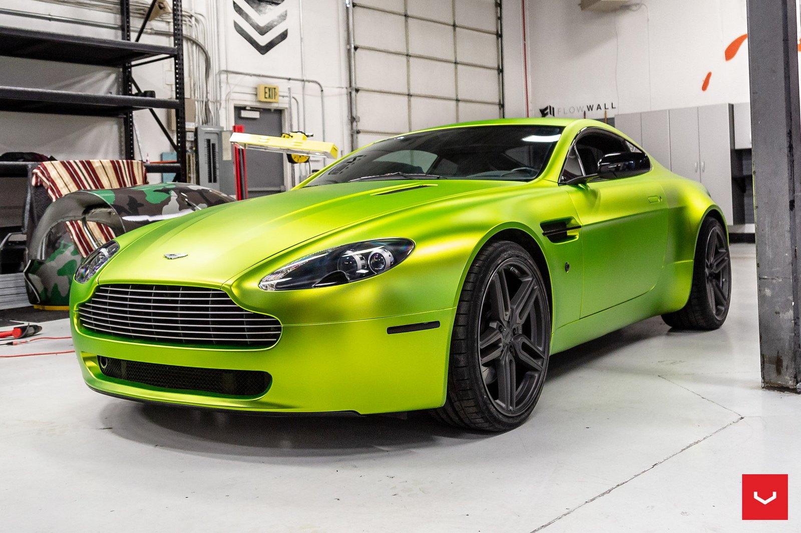 Lime Green Aston Martin Vantage with Chrome Billet Grille - Photo by Vossen