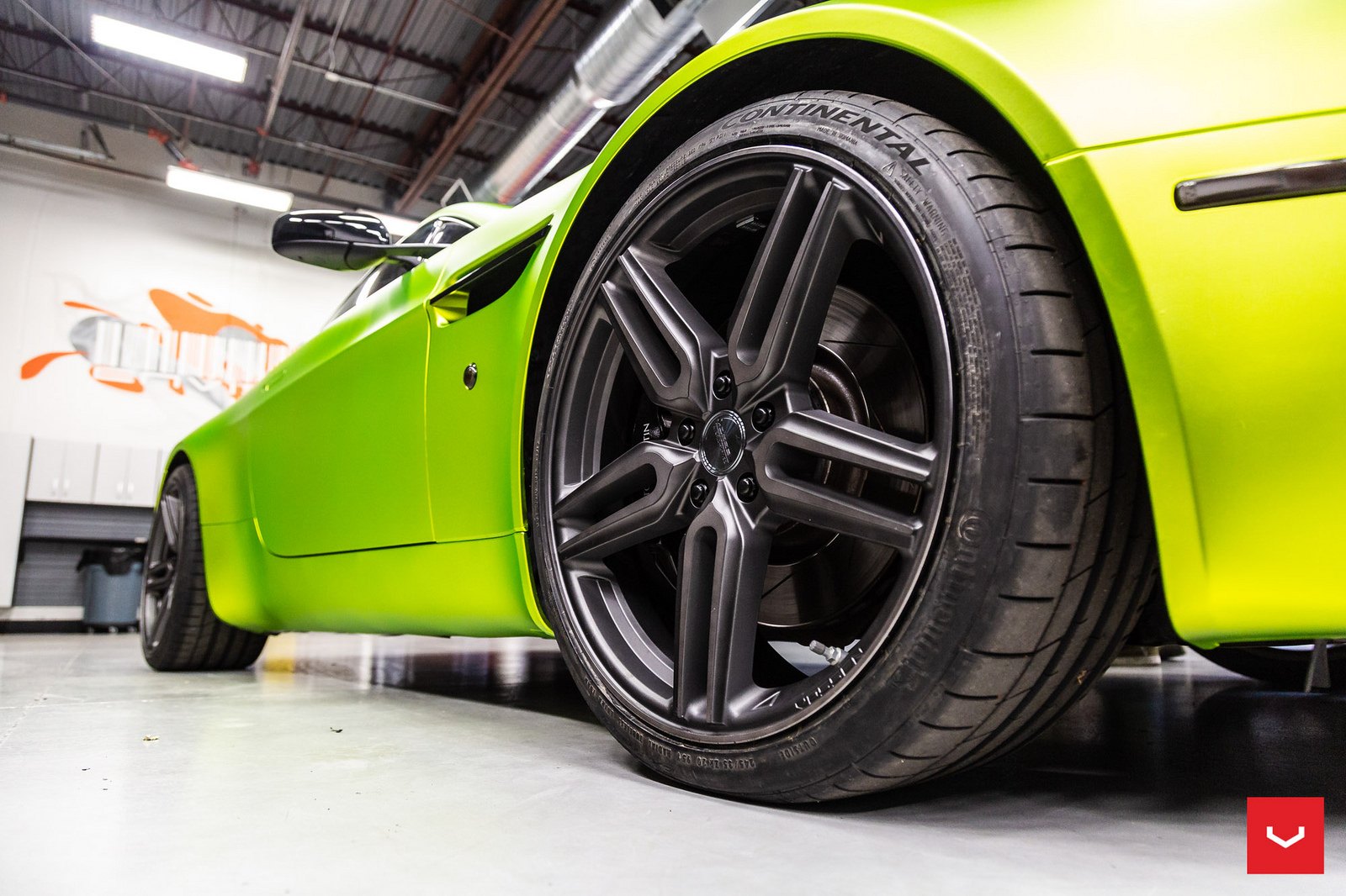 Continental Tires on Lime Green Aston Martin Vantage - Photo by Vossen