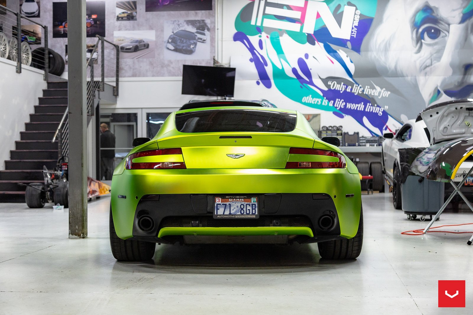 Red LED Taillights on Lime Green Aston Martin Vantage - Photo by Vossen