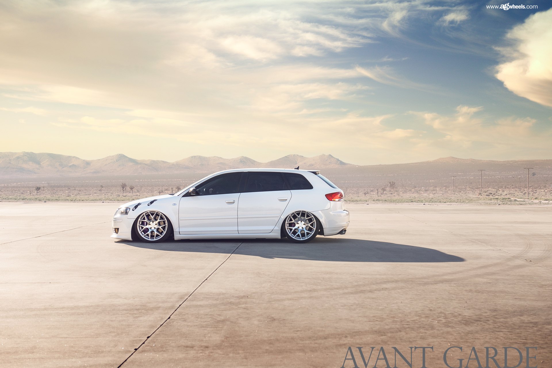 Custom Side Skirts on White Lowered Audi A3 - Photo by Avant Garde Wheels