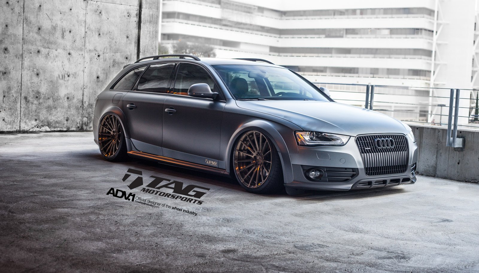 Gray Matte Audi A4 with Aftermarket Front Bumper - Photo by ADV.1