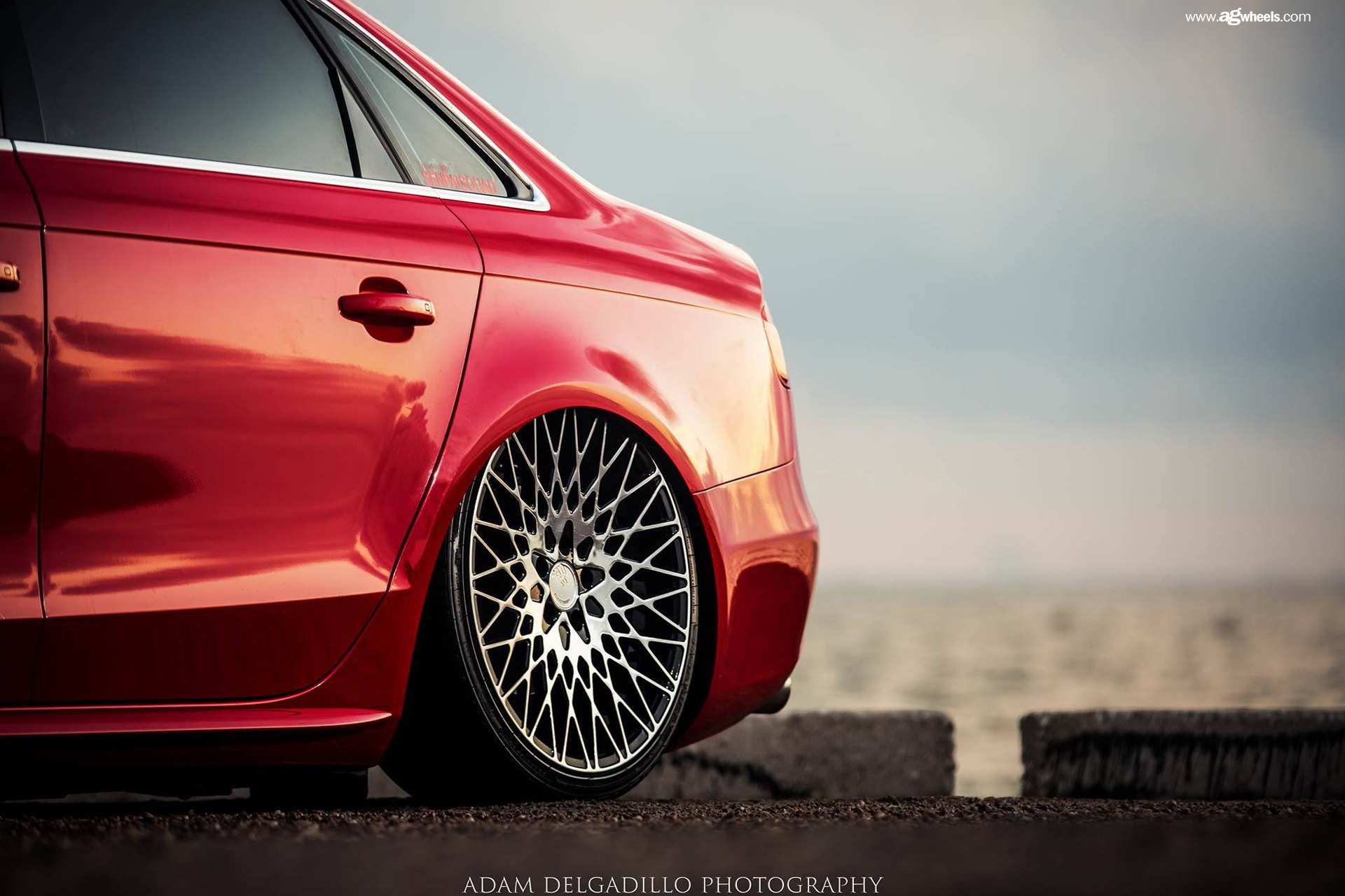 Red Lowered Audi A4 with Custom Avant Garde Rims - Photo by Avant Garde Wheels